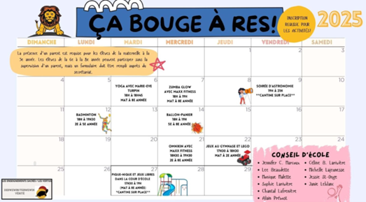 Calendar of events