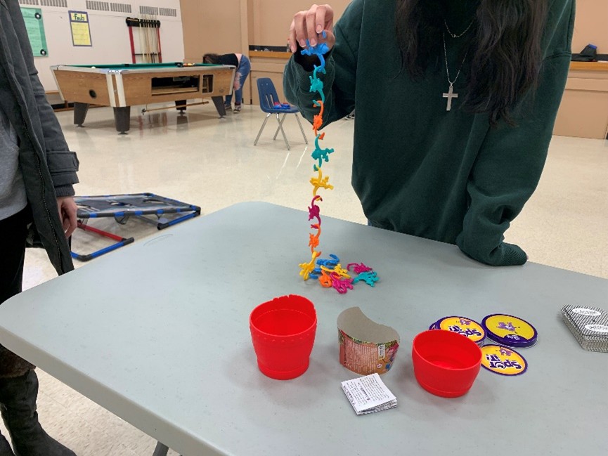 Monday Funday students playing Monkeys in a Barrel